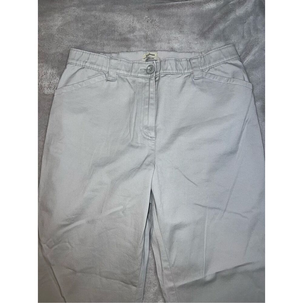LL Bean Light Gray Straight Leg Stretch Waist Pants 14